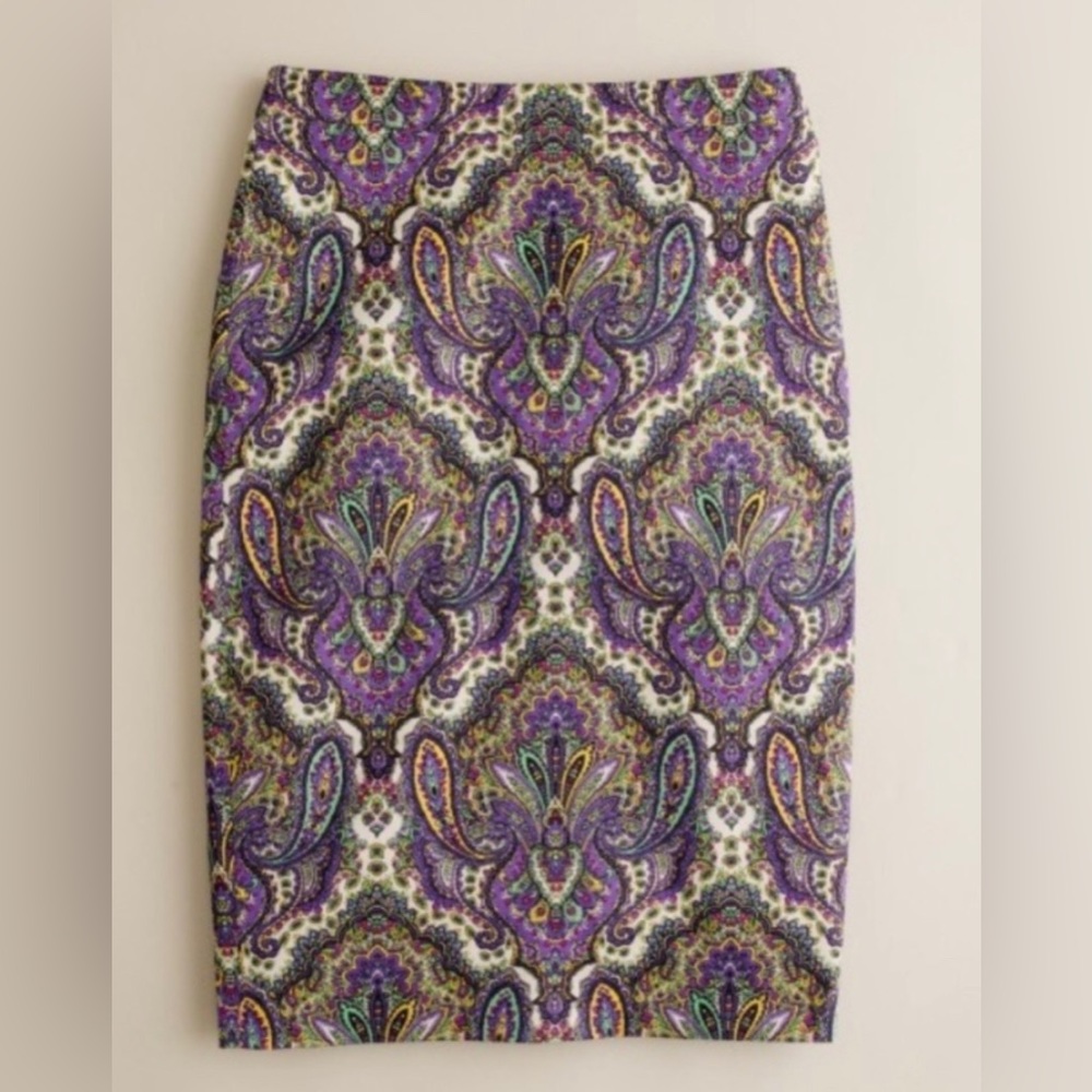 J Crew Paisley cotton Pencil Skirt